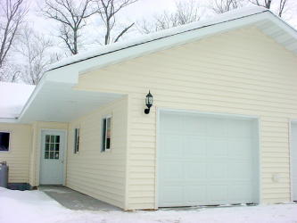 one garage stall, house side