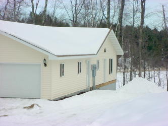 one garage stall, lake side